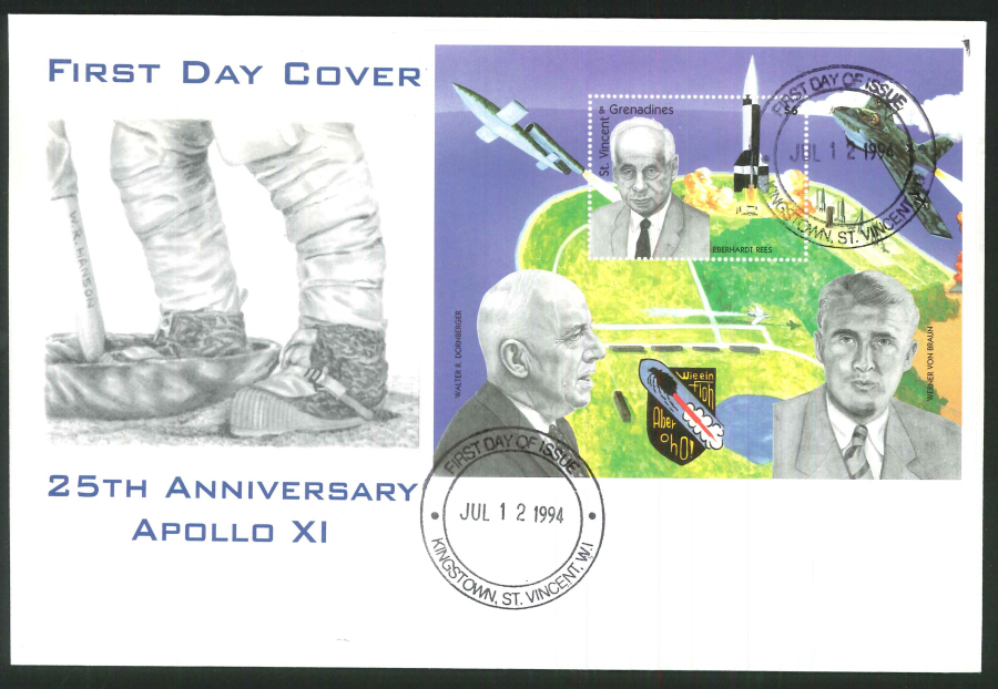 1994 - 25th Anniversary Apollo XI First Day Cover - St.Vincent Postmark