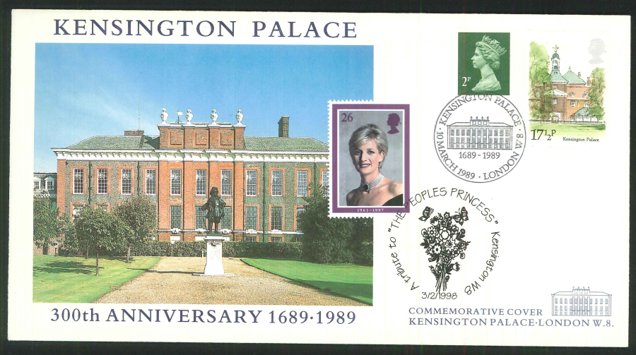 1989/1998 - Kensington Palace/Diana Commemorative Cover- Dual Kensington/Kensington Palace Postmarks