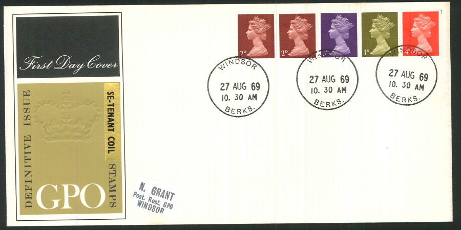 1969 - Definitive Se-Tenant Coil Stamps - Royal Mail First Day Cover - Windsor Postmark