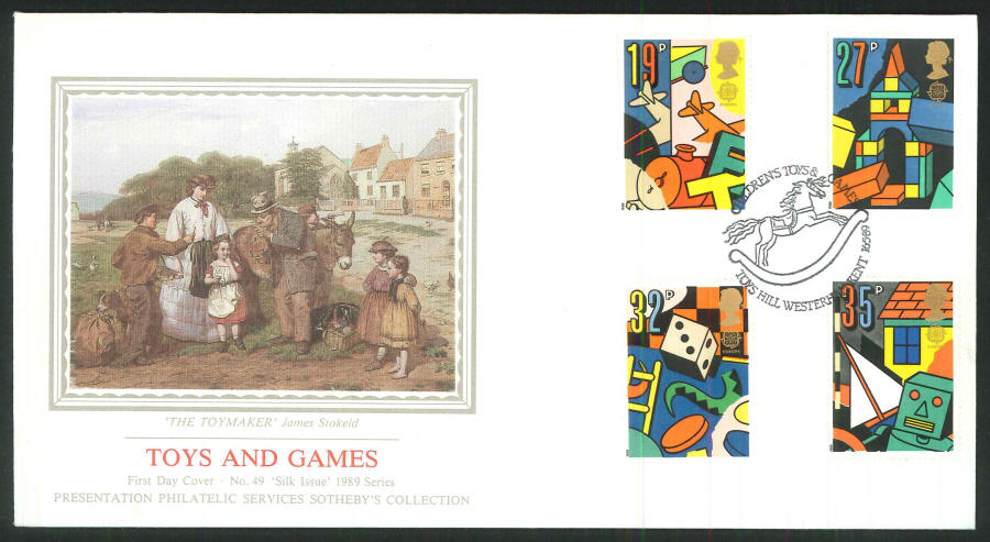 1989 - Toys and Games First Day Cover- Toys Hill, Westerham, Kent Postmark