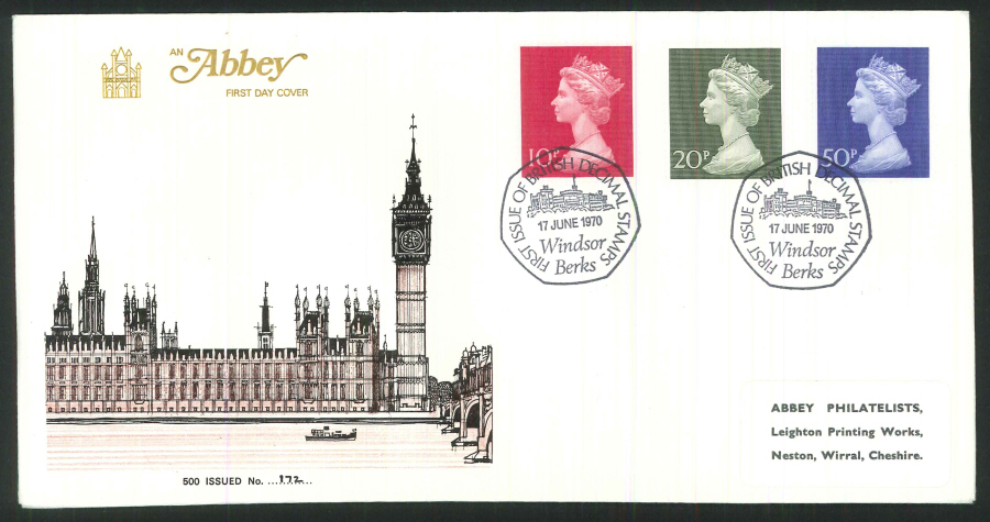 1970 - First British Decimal Stamps First Day Cover- Windsor Postmark