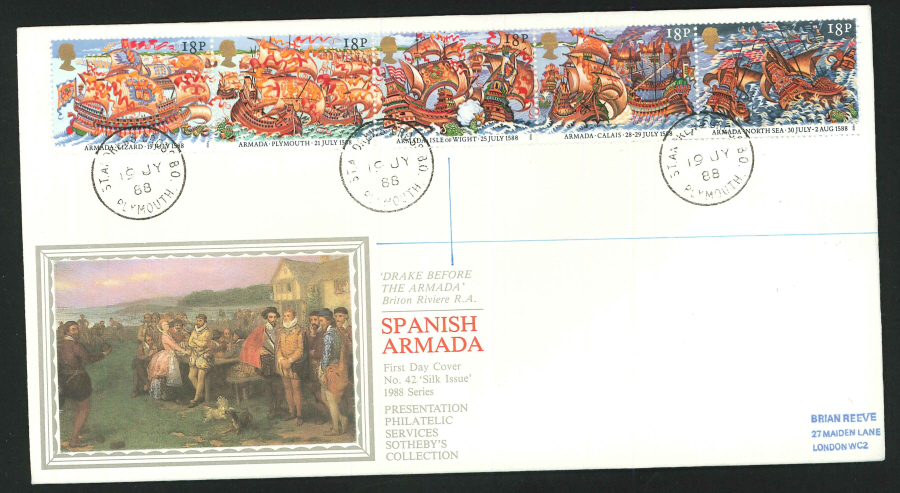 1988 - The Armada First Day Cover- CDS Plymouth Postmark