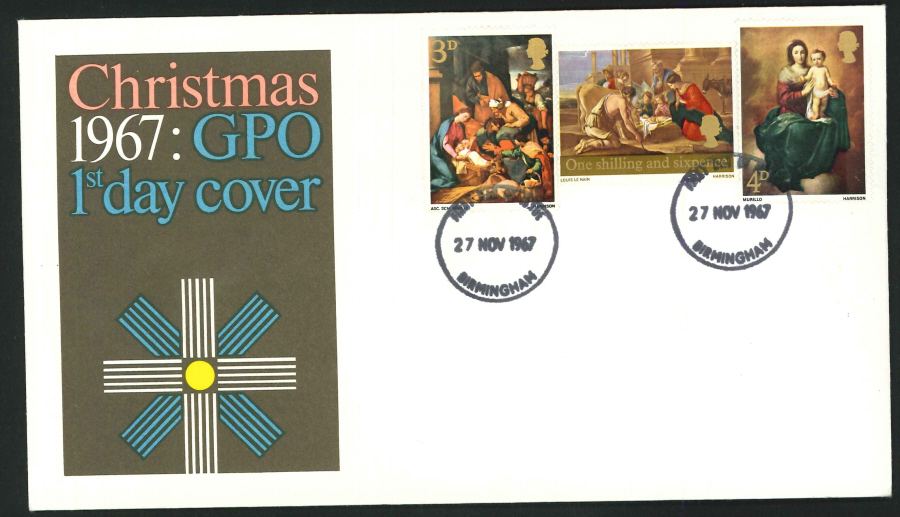 1967 - Christmas First Day Cover, Birmingham Postmark