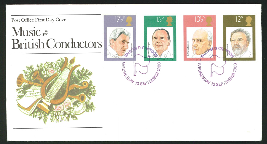 1980 - British Conductors First Day Cover - Fairfield, Croydon Postmark