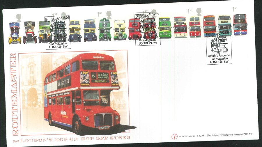 2001 - Buses First Day Cover - Bus Magazine, London SW Postmark