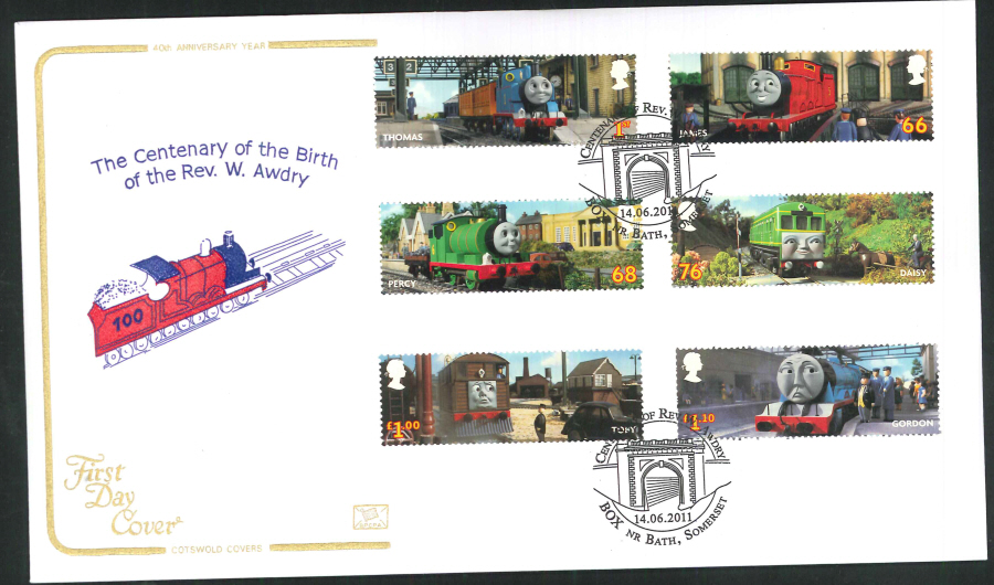 2011 - Thomas the Tank Set - F D C -Box Nr Bath Somerset Postmark