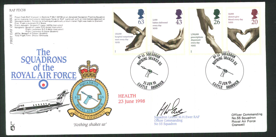 1998 - R A F Signed National Health Service First Day Cover - British Forces Postmark