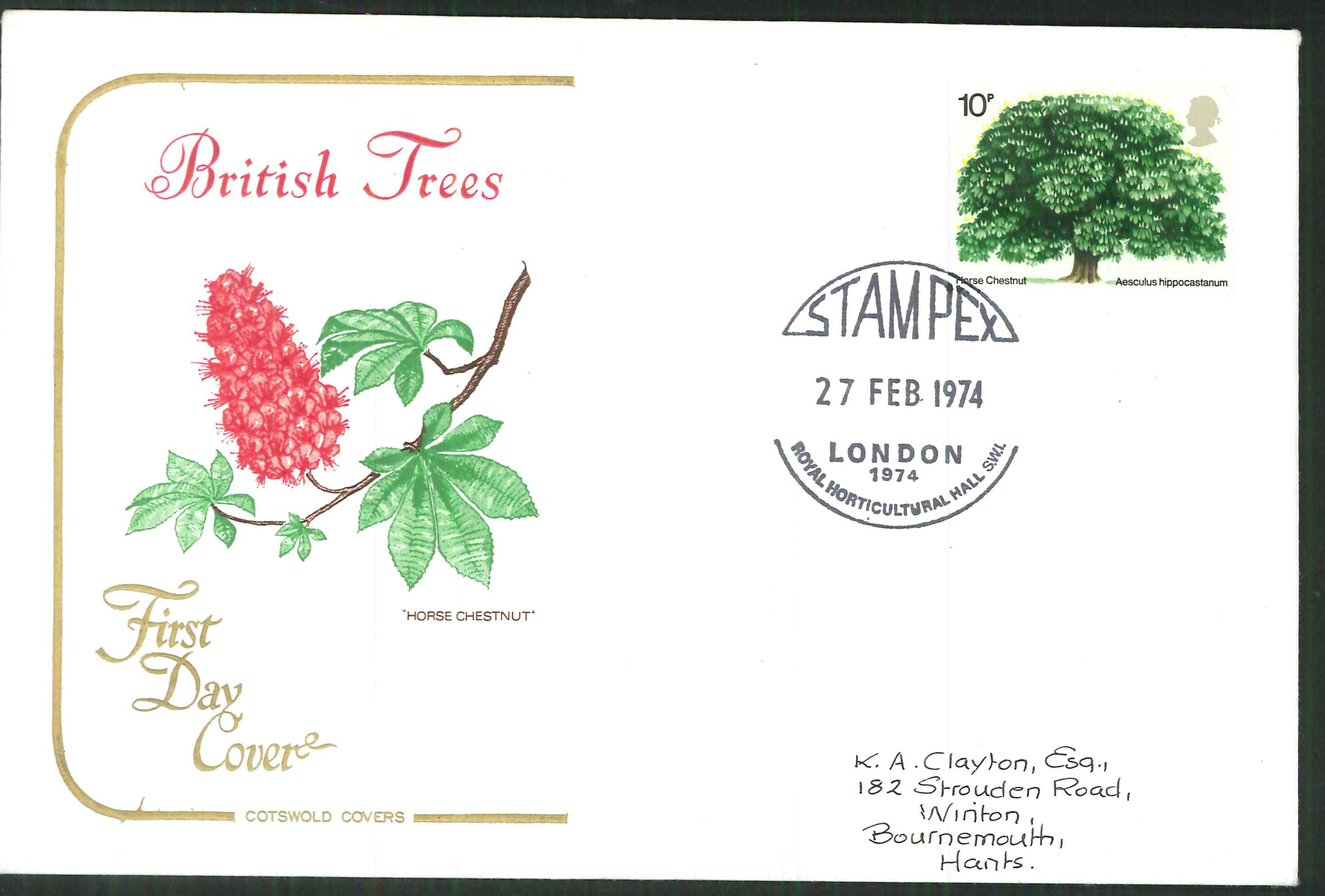1974 -Cotswold FDC Trees Stampex Postmark