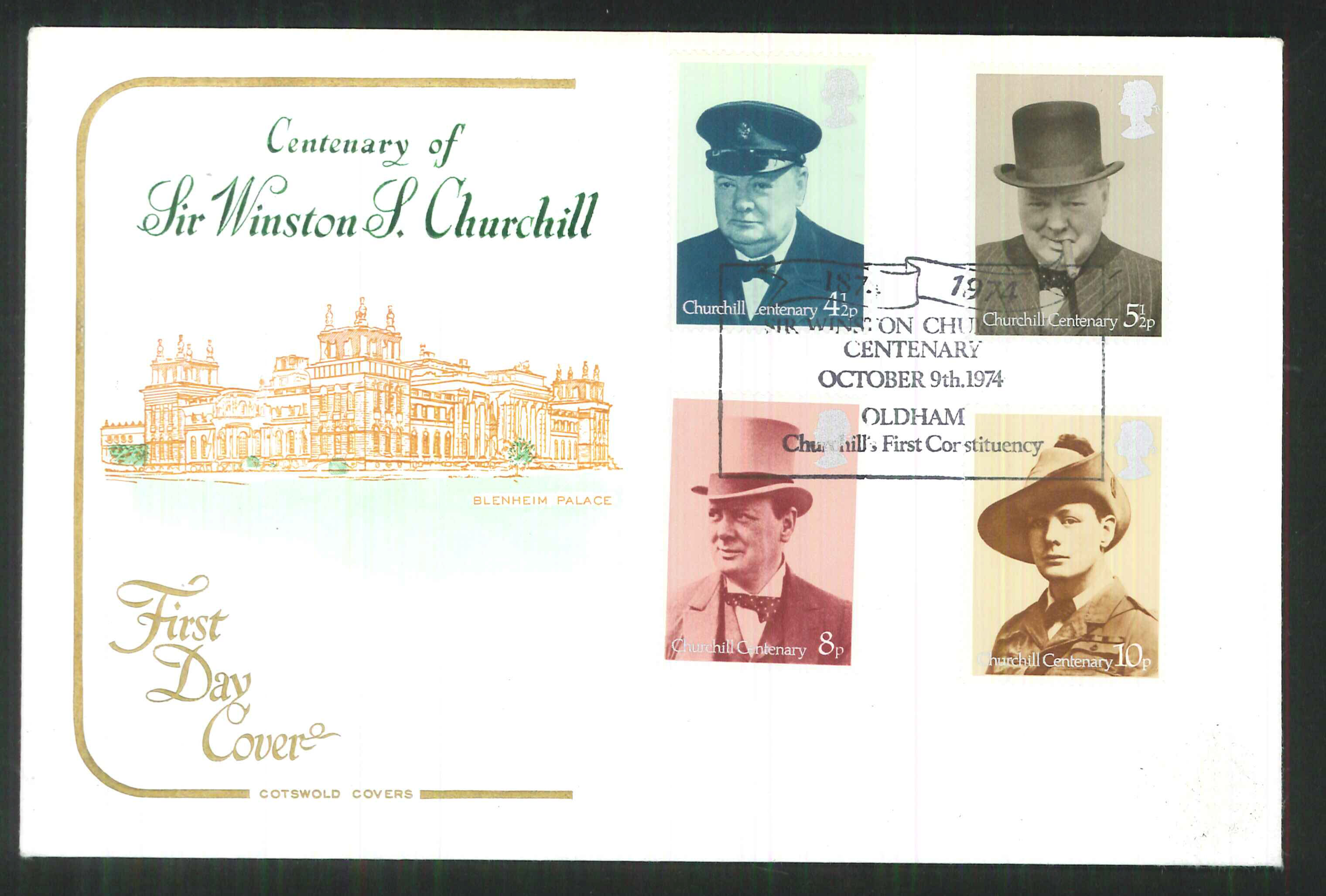 1974 -Cotswold FDC Churchill Oldhan First Constituency Postmark