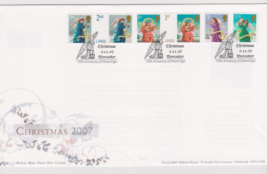 2007 - Christmas Sert First Day Cover - Worcester Postmark