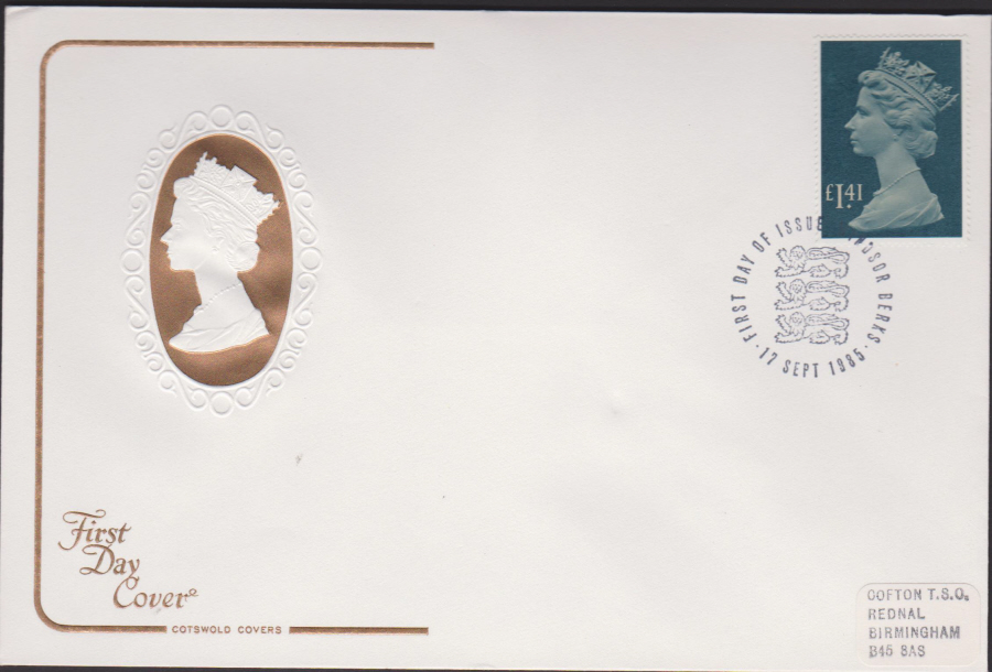 1985 -COTSWOLD £1.41 Defin First Day Cover :- F D I Windsor Postmark