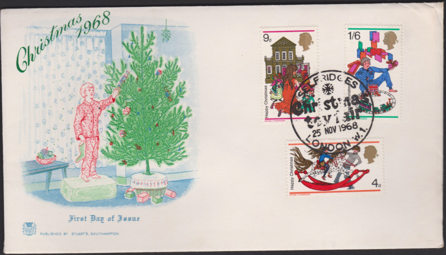 1968- Christmas First Day Cover, Selfridges London Postmark