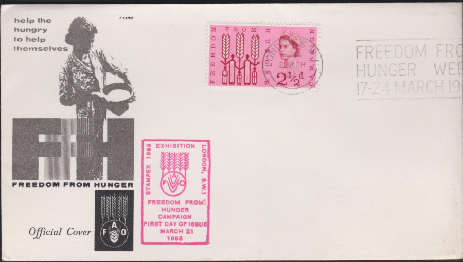 1963 -Freedom From Hunger First Day Cover - London S W 1 Slogan Postmark