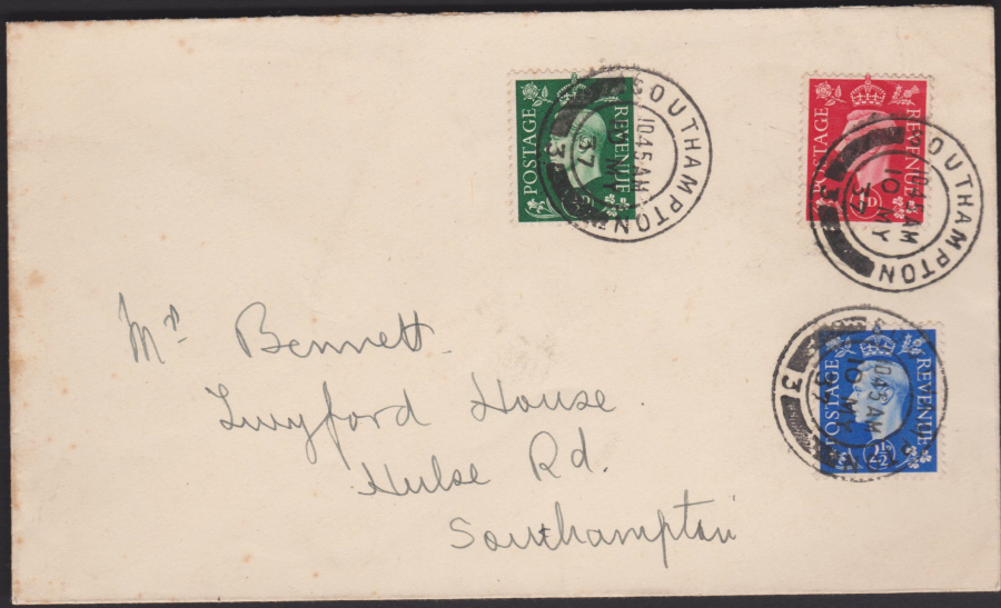 1937 - King George VI Defin First Day Cover - Southampton Postmark Plain