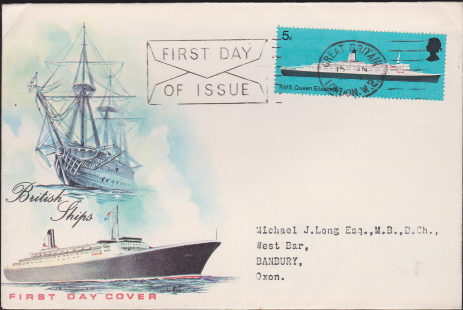 1969- British Ships First Day Cover, F D I London W 2 Slogan Postmark