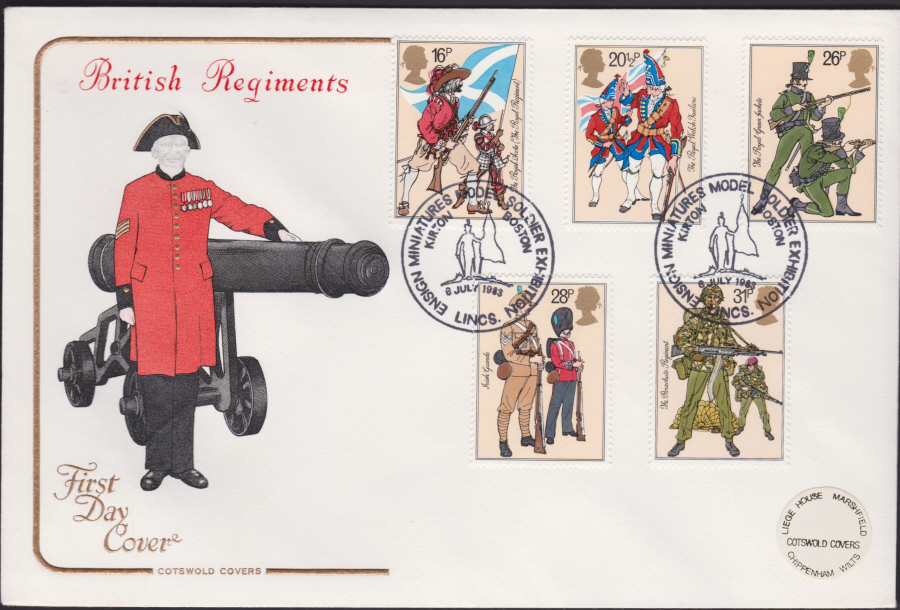 1983 - British Army COTSWOLD FDC - Model Soldiers Exhibition,Boston,Lincs Postmark