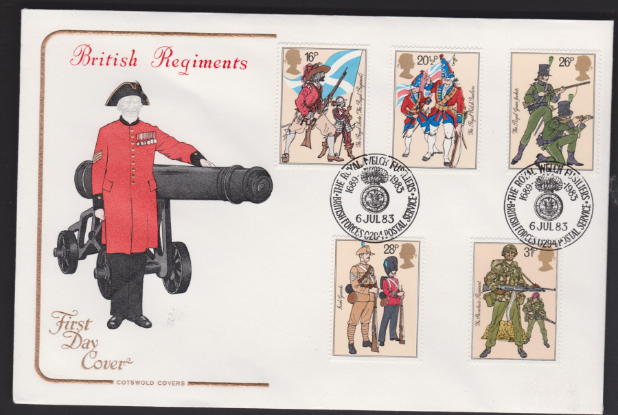 1983 - British Army COTSWOLD FDC -Royal Welch Fusiliers Forces Post Office PostmarkICATE]