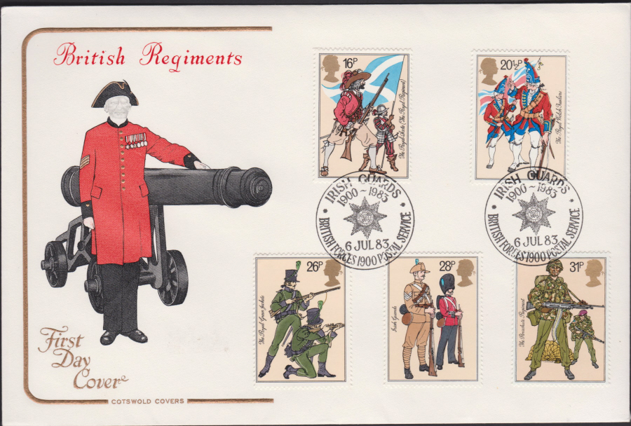 1983 - British Army COTSWOLD FDC - Irish Guards 1900-1983 Forces Post Office Postmark