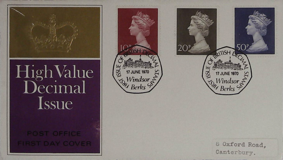 1970 - First British Decimal Stamps First Day Cover- Windsor Postmark Post Office Cover