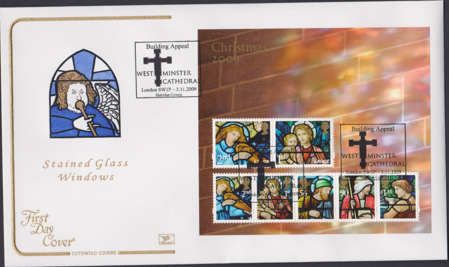 2009 - Christmas First Day Cover Mini Sheet COTSWOLD - Westminster Cathedral London SW1P Postmark