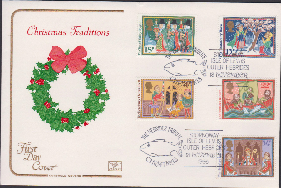 1986 - Christmas First Day Cover COTSWOLD :-Stornoway Isle of Lewis Postmark