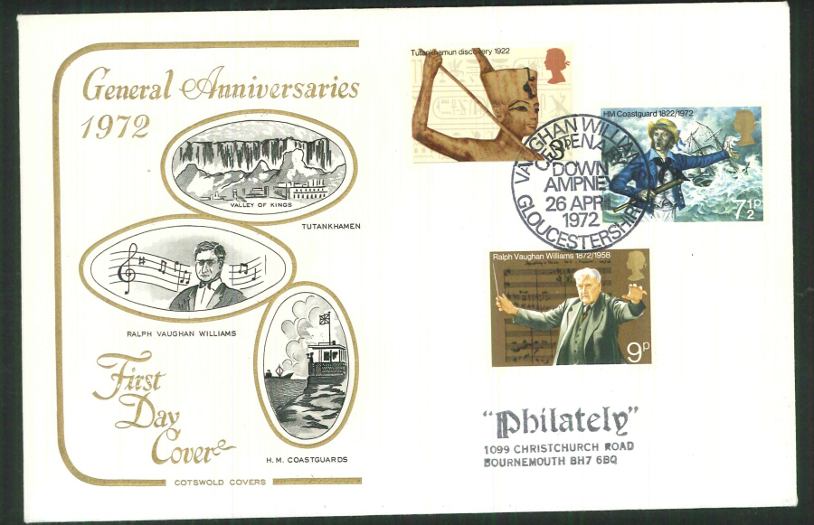 1972 Cotswold Anniversaries FDC Vaughan Williams Postmark