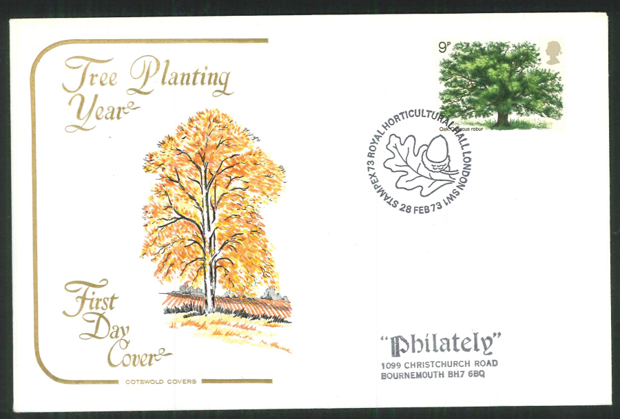 1973 Cotswold Oak Tree Stampex Postmark