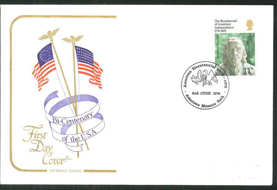 1976 Cotswold FDC Bicentenary of the U S A- American Museum Bath Postmark