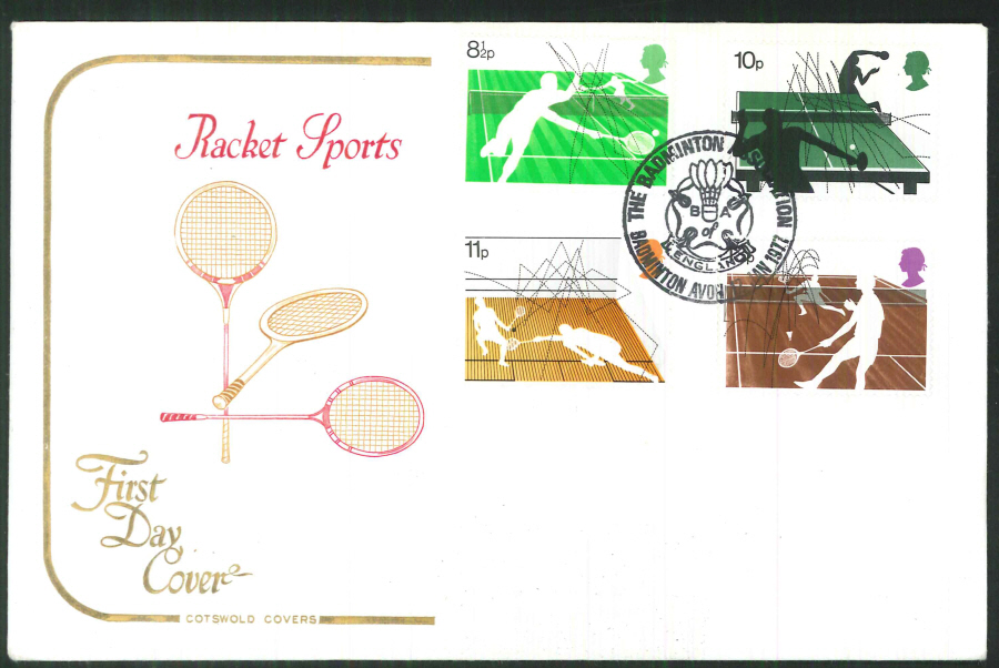 1977 Cotswold FDC Racket Sport- Badminton Assn. Badmington,Avon Postmark