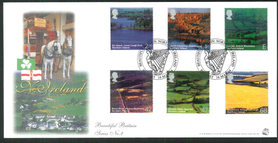 2004 Bradbury ( Sovereign No 39 )Northern Ireland - Postmark: Belfast, Harp Special Handstamp