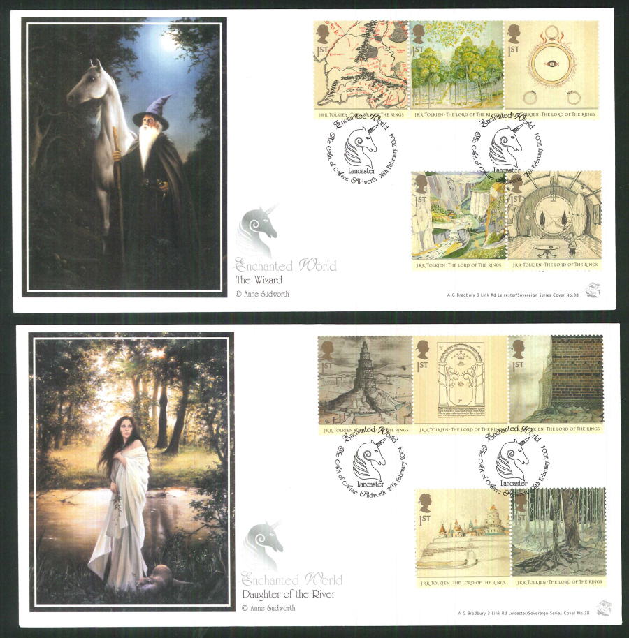 2004 Bradbury ( Sovereign No 38 ) Lord of the Rings Lancaster, Unicorn, Special Handstamp