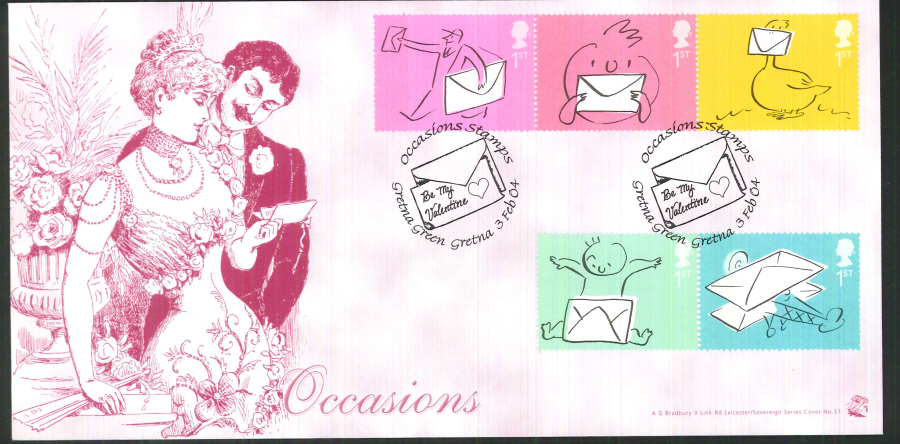 2004 Bradbury ( Sovereign No 31 Occasions - Postmark: Gretna Green, Be My Valentine, Special Handstamp