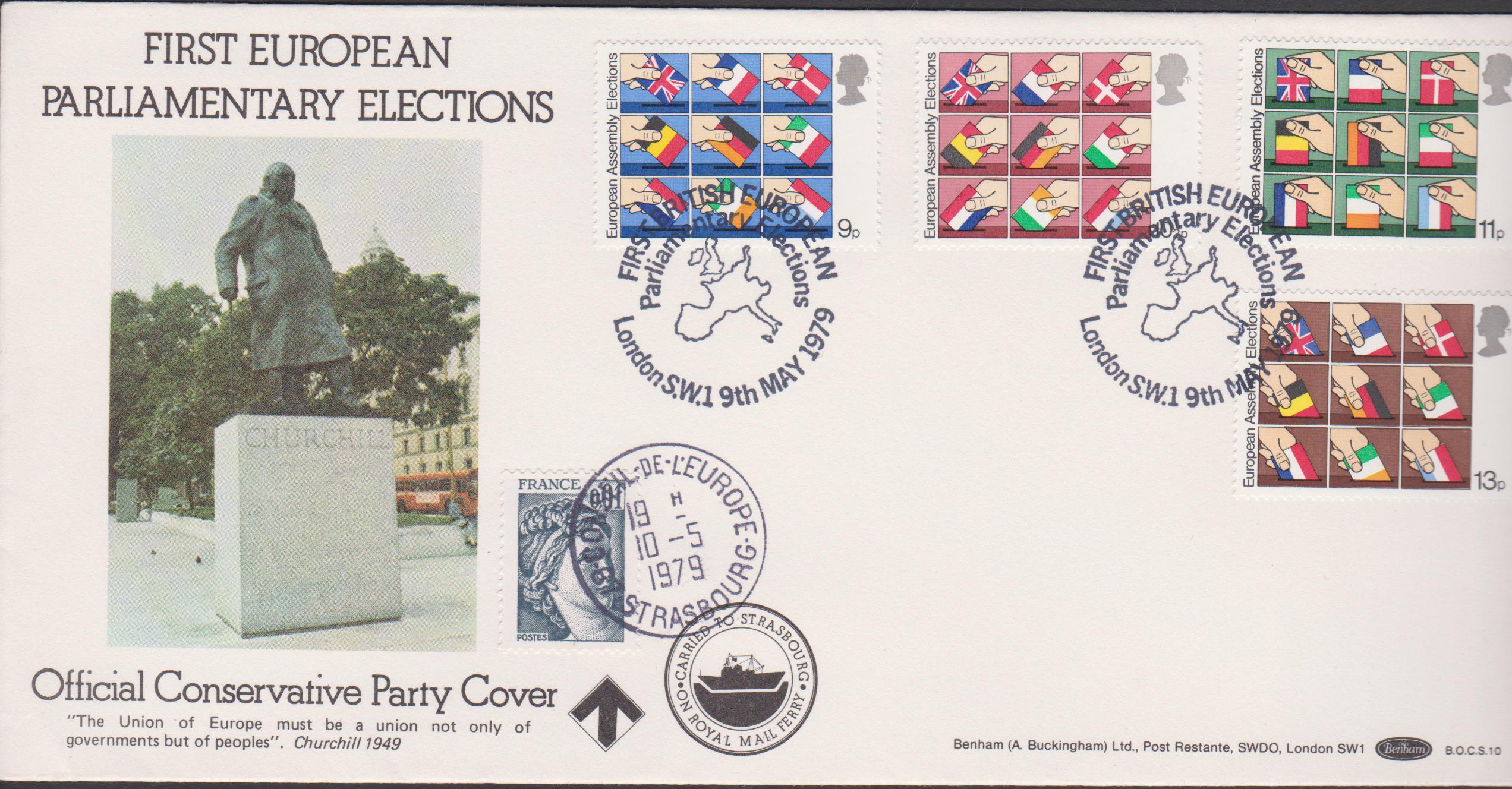 1979 Benham FDC EEC Elections BOCS10 Dual French London Postmark