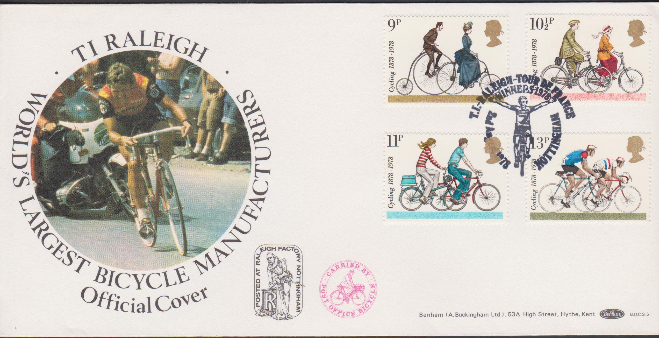 1978 Benham FDC Cycling BOCS 5 T I Raleigh Tour de France Postmark