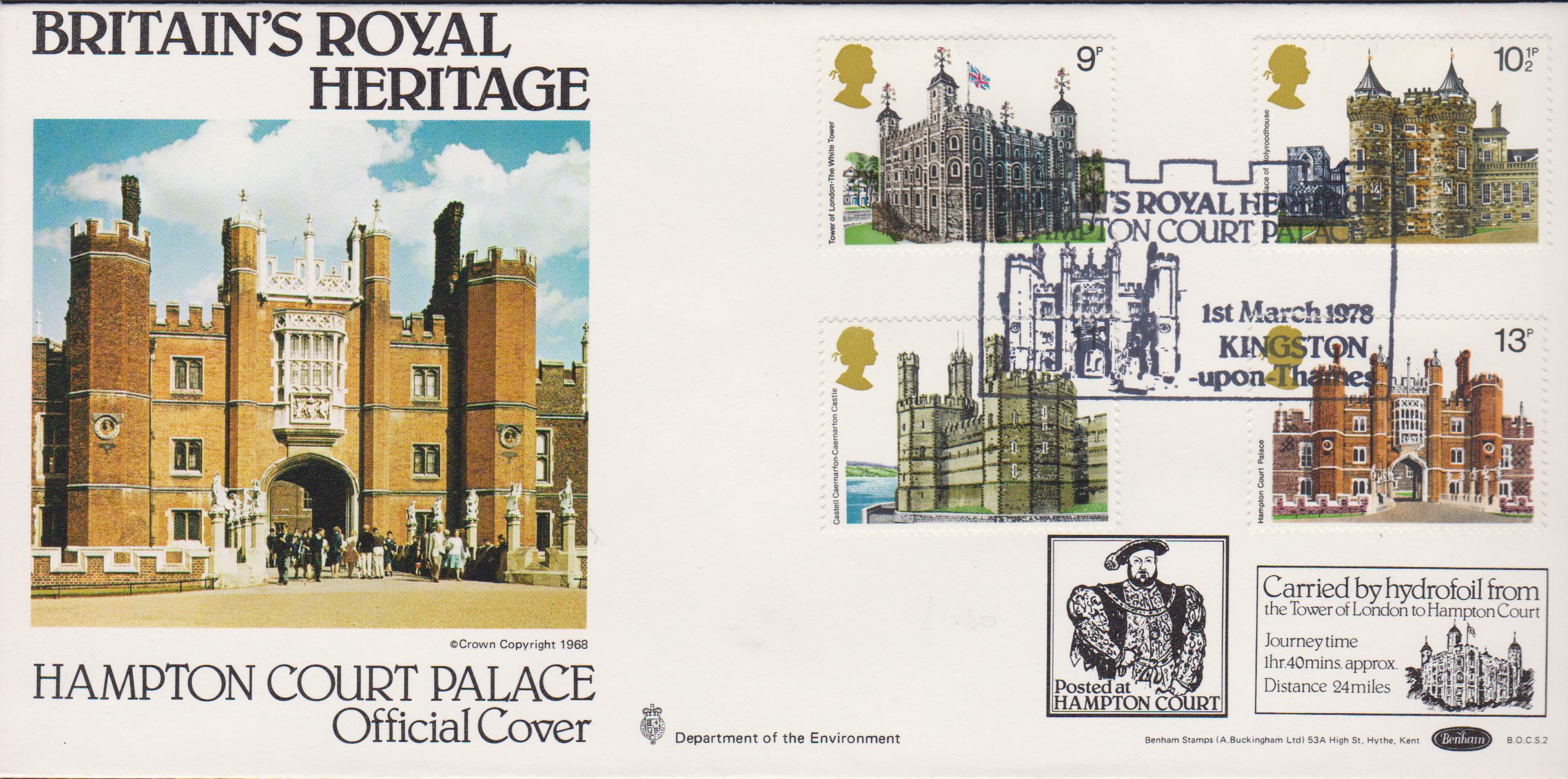 1978 Benham FDC Historic Buildings BOCS 2 Hampton Court Palace Postmark