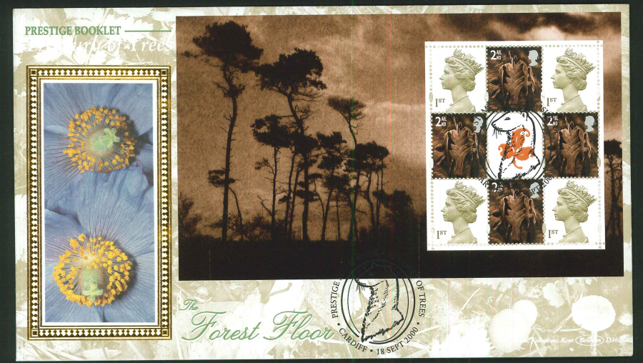 2000 - Treasury of Trees - Prestige Stamp Book set of 5 First Day Covers - Various Postmarks