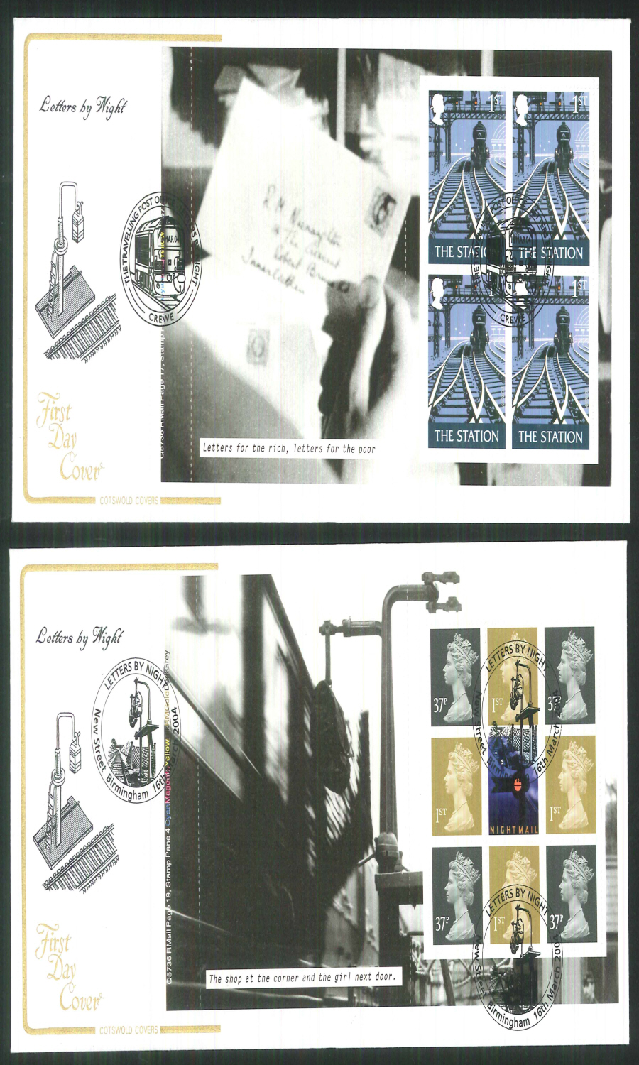 2004 - Letters by Night - Prestige Stamp Book Set of 4 Covers - Various Postmarks