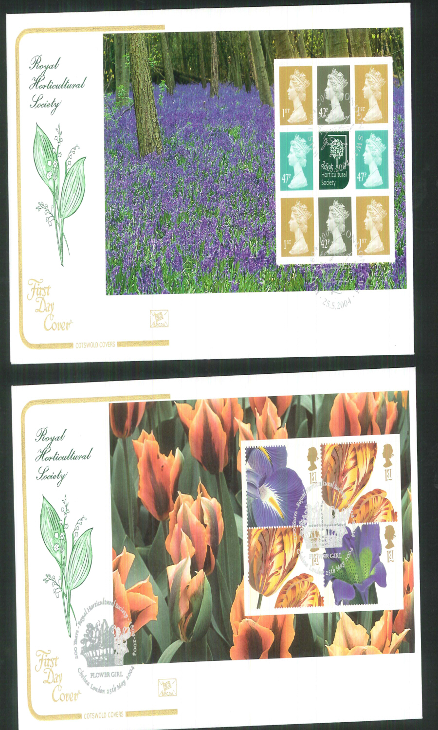 2004 - Royal Horticultural Society - Prestige Stamp Book Set of 4 Covers - Various Postmarks