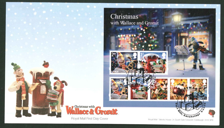 2010 - Christmas Mini Sheet First Day Cover, Toys Hill, Edenbridge Postmark