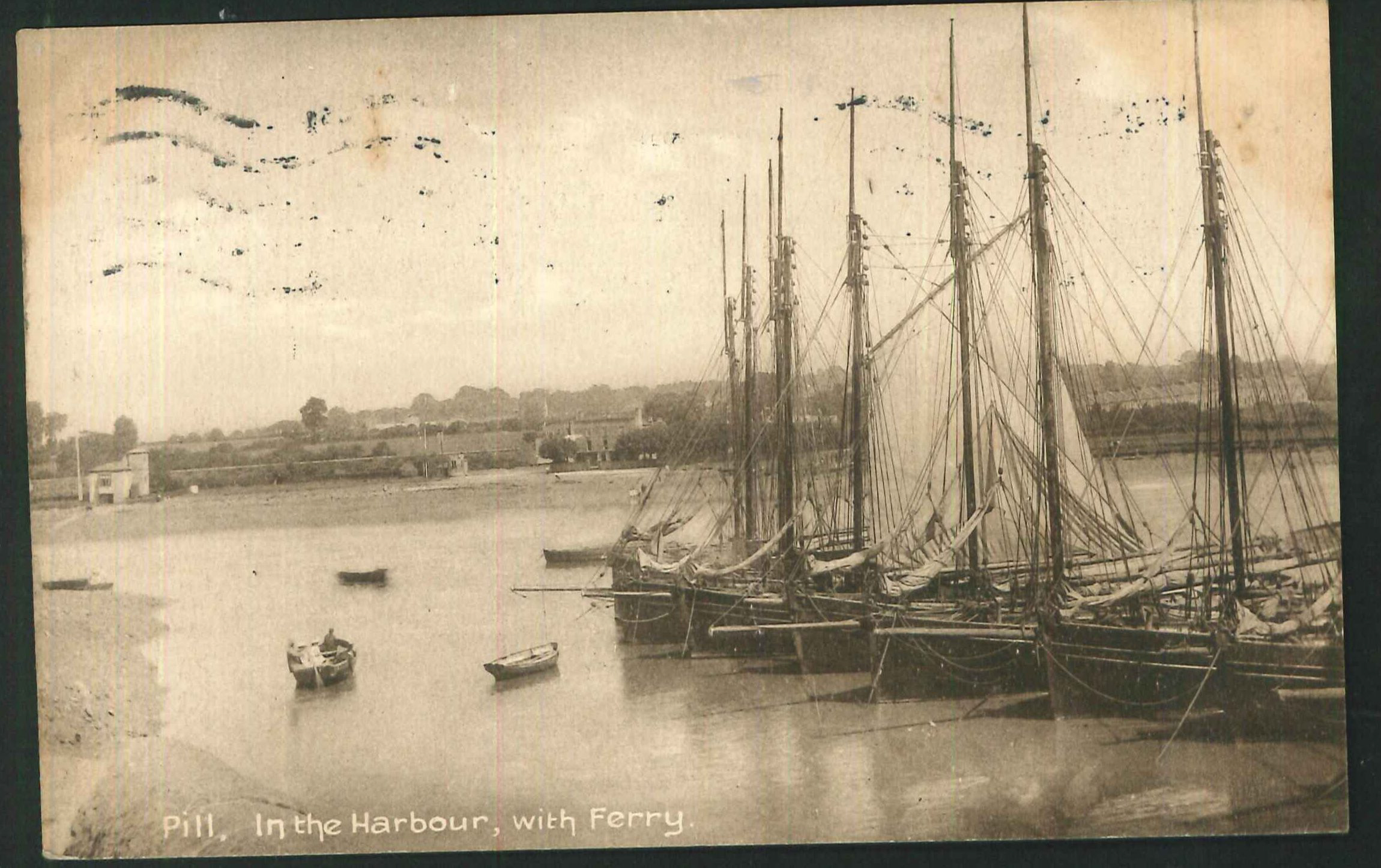 Postcard The Harbour and Ferry Pill Somerset 1920