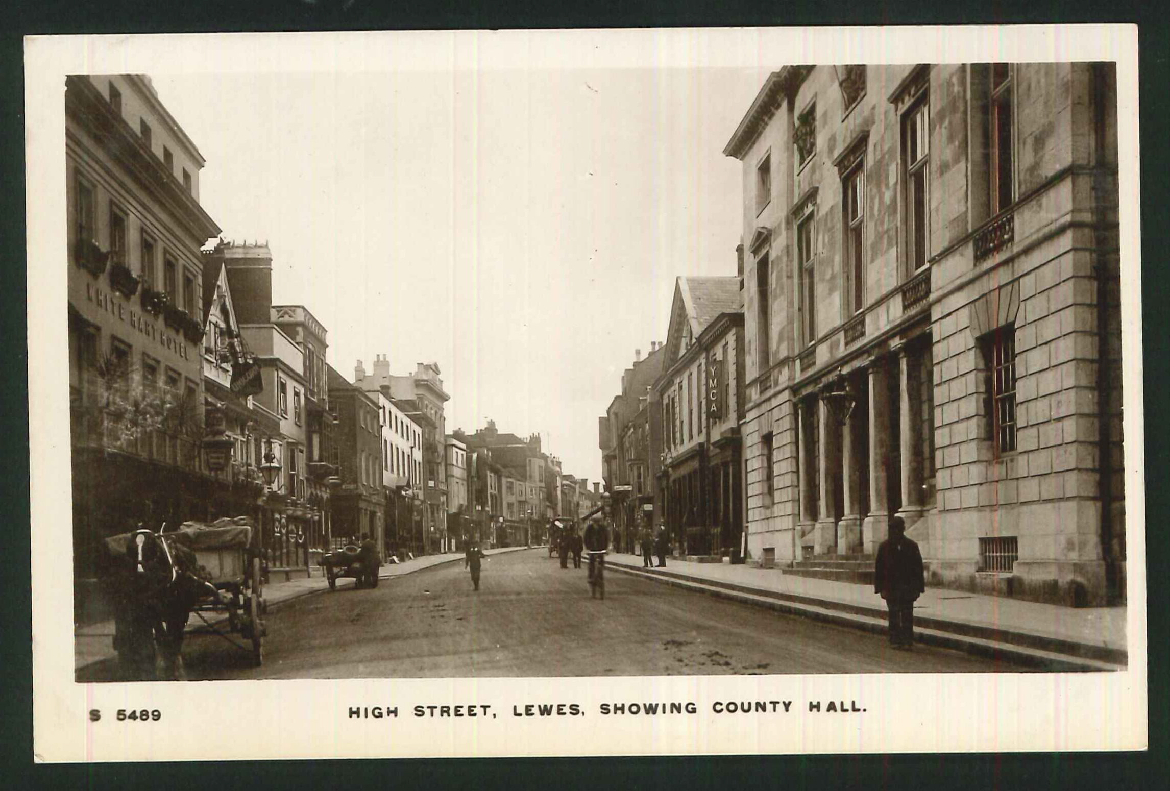 Postcard High Street and County Hall Lewes Sussex Real Photo