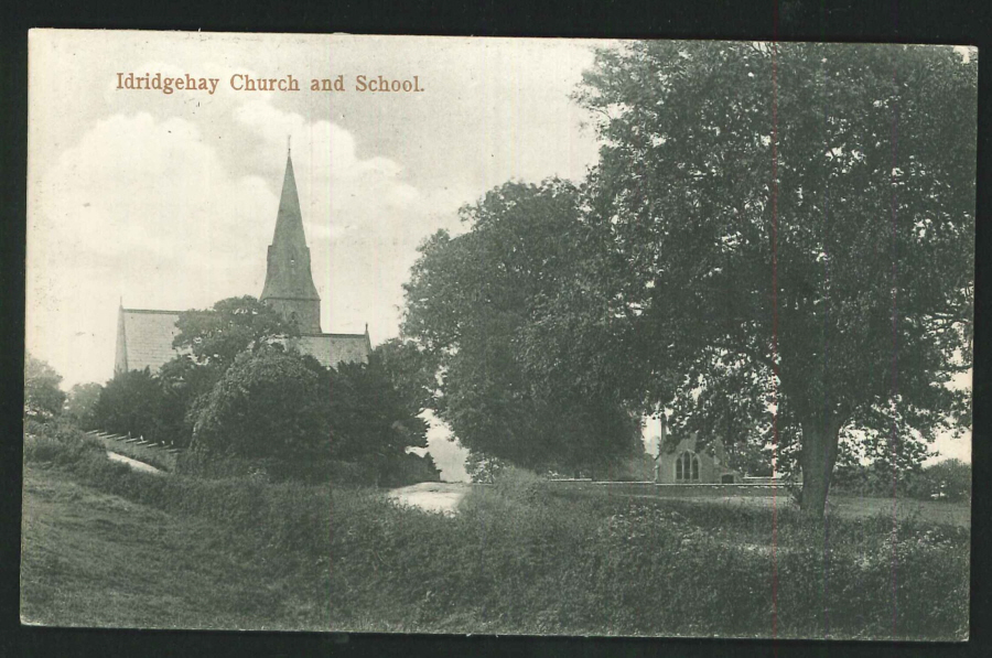 Postcard Idridgehay Church and School Derbyshire