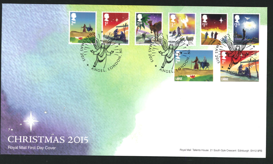 2015 - Christmas Set First Day Cover, Angel , London, N1 Postmark