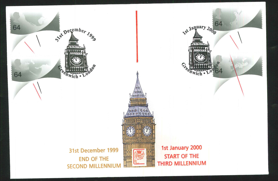 1999 & 2000 Millennium Commemorative Cover - Double Greenwich Postmark