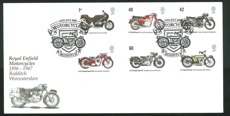 2005 British Motorcycles First Day Cover - Redditch, Worcs Postmark
