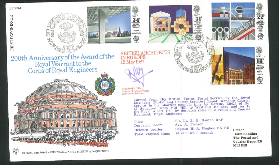 1987 - British Architects in Europe First Day Cover - BFPS 1987 Postmark- Signed