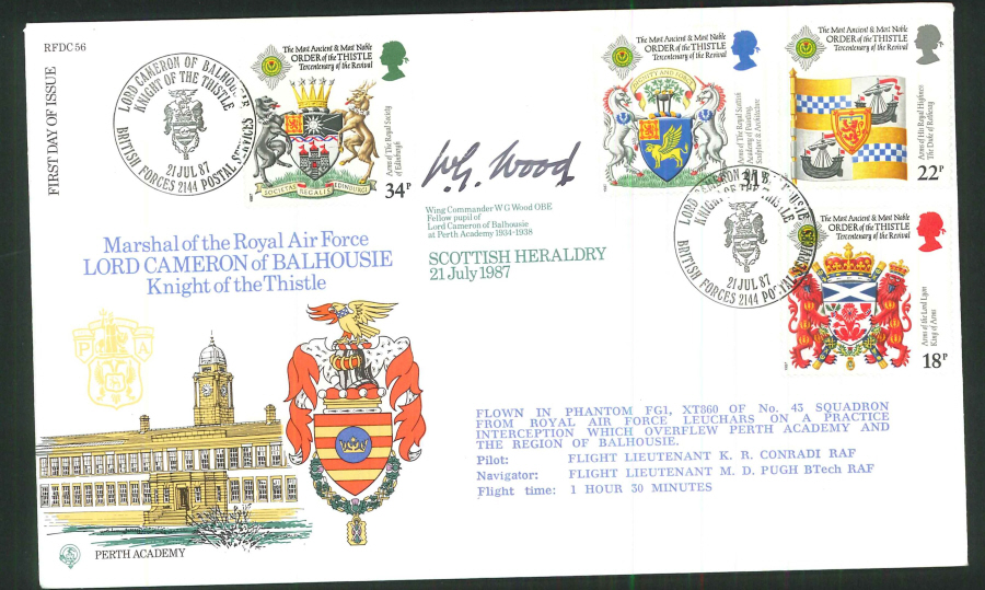 1987 - Scottish Heraldry First Day Cover - BFPS 2144 Postmark- Signed (Certified copy no. 1065 of 1400)