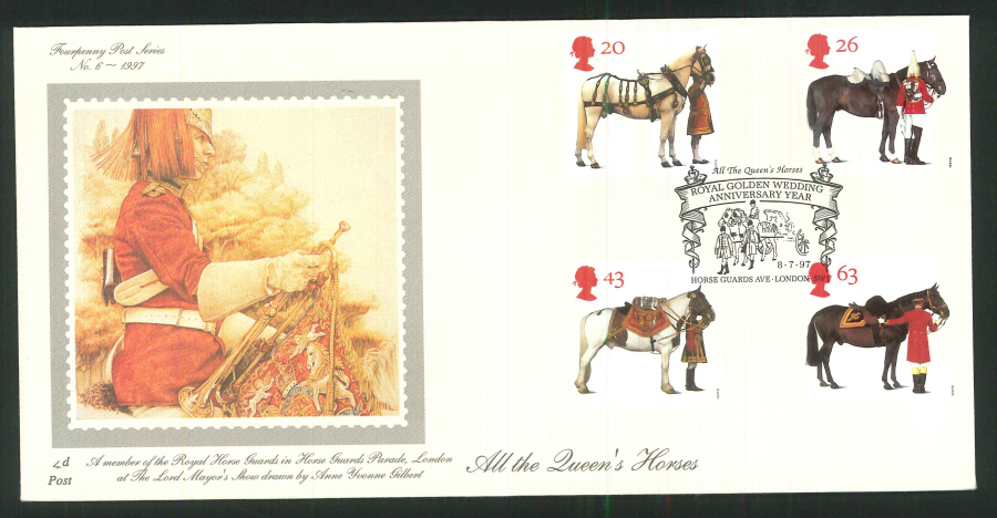 1997 - All the Queen's Horses First Day Cover - Horse Guards Avenue Postmark
