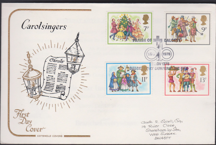 1978 Cotswold FDC Christmas :- Parish of Dalgety,Dunfermline Postmark