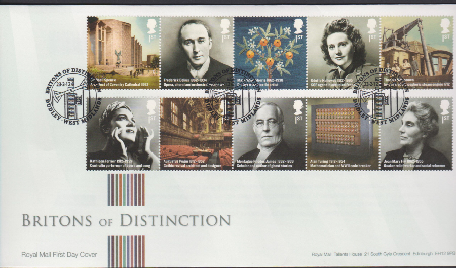 2012 - Britons of Distinction First Day Cover - Dudley West Midlands Postmark